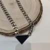 Elegant luxury necklace creative triangle pendant necklace couple vintage thick chains for men valentine s day plated silver jewelry designer for women ZB011 C23