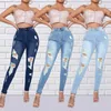 Women's Jeans In Small Hole Feet Elastic Tight Slim Beggar