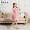 Mädchen Kleider RiniLucia 2023 Sommer Baby Mädchen Kleid Blumen Druck Nette Prinzessin Kinder Kinder Party Mädchen Kleidung Vestido 230731