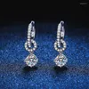 Stud Earrings Real 1 Carat Moissanite Drop Earring For Women 18K White Gold 925 Solid Silver Ear Ring Sparkling Wedding Jewelry
