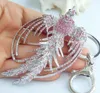 Porte-clés 3.54" Joli Animal Phoenix Porte-clés Rose Strass Cristal Pendentif K02338C7