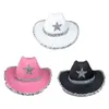 Chapéus de Aba Larga Chapéus de Balde Pentagrama Chapéu de Cowboy Estrela Lantejoulas Chapéus de Festa de Aniversário Chapéus de Cowgirl Chapéus de Performance Feminino para Adultos Chapéus de Festa Cosplay 230729