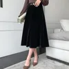 スカートベルベットファブリックファッション女性ロングスカートレッド/ブラックカラーハイウエストスリムフィットレディウィンターaライン