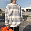 Mannen Truien 2023 Mannen Oversized Gestreepte Sweatshirts Lange Mouw O-hals Sweatshirt Lente Hiphop Streetwear Losse Hoodie Vrouwen Tops