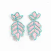 Boucles d'oreilles pendantes Niche couleur fraîche perle de riz poudre bleu couture trèfle pin en forme fille accessoires