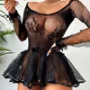 Lingerie sexy plus size 5xl para mulheres vestido de malha transparente lingerie sexy babydoll camisola cosplay fantasias eróticas