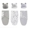 Blankets Swaddling 100 Cotton Baby Swaddle Blanket Wrap Hat Set for Infant Adjustable born 0 6 Month 230731