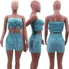 Kadınların Trailtsits Yaz Zarif Lüks İki Parçalı Set 2023 Kadın Gündelik Giysiler Mahsul Katı Üstler 2 Kısa Pantolon Takım Kıyafetleri