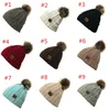 Mode Fourrure Pom Poms chapeau Pour Femmes Hiver Tricoté Bonnets Cap Épais Femme Skullies Bonnet CapsZZ