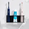 Tandborstehållare Väggmonterad elektrisk tandborstehållare Svart tandkrämhållare för badrumshylla Vit förvaringsställ för hemdropp 230731