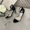 Lyxdesigner högklackade sandaler för kvinnor lady skor catwalk spänne gummi yttersula klackar 8 cm/10 cm storlek 35-42