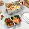 Scatole per il pranzo Bento Box in acciaio inossidabile 304 per bambini Griglie portatili a 2 strati Contenitori per alimenti da cucina sigillati Stoviglie scolastiche 230731