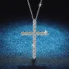 Strängar strängar sunite totalt 1 6ct real diamant cross halsband hänge för kvinnor män s gåva 925 sterling silver fin smycken lyx 230729