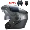 Motorradhelme 2 Geschenke Klappbare Motorradhelme Doppelvisiere Unisex Racing Modularer Motorradhelm Doppellinsen-Integralhelm x0731