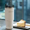 Tumblers Tyeso Thermal Cup Thermos vattenflaska för kaffemugg rostfritt stål Vakuumkolv Tumbler med halmrese Isolated Drinkware 230731