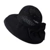 Cappelli a tesa larga Air Sun da donna Protezione solare in vinile Cappello a cilindro vuoto Cappello da spiaggia pieghevole da donna con papillon