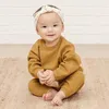 Clothing Sets 2023 Baby Set Waffle Boy Girl Clothes Autumn Long-sleeved Pullover Sweater Solid Fashion