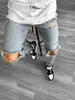 Jeans Masculino Jeans Masculino Stretch Destroyed Ponto de Pintura Rasgado Design Moda Tornozelo Zíper Jeans Skinny Para Homens J230728