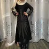 Etniska kläder Caftan Marocain Long Eid Robe Girls Dress With Scarf Ramadan Arab Dubai Saudi Hijab Abaya Beading Kaftan Muslim Islam