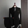 Herrenanzüge Großhandel mit hochwertiger zweireihiger formeller Kleidung für Geschäfts- und Freizeitmode, koreanische Version, schmale Passform, große Größe