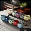 Чайные чашки керамическая керамика Creativas Coffee China Cup Kiln смену капля Доставка дома кухня кухня столовая чайная программа Dhste