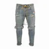 Erkek kot pantolon erkek kot pantolon yok edilmiş yırtık boya noktası tasarım moda ayak bileği fermuar skinny jeans erkekler için j230728