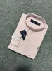 2024 Spring och Autumn Solid Color Little Horse Boy Pauls Långärmad bomullsskjorta Business Stripe Casual Mens Oxford Textil Polo 6999ESS