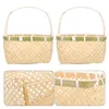 Dinnerware Sets Basket Woven Wicker Storage Picnic Rattan Flower Baskets Snack Fruit Organizer Containers Container Handle Girl Gift