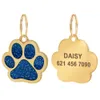 Bling Hunde-ID-Tag, personalisierbar, wunderschöne Erkennungsmarken für kleine und mittelgroße Hunde mit Fußabdruck, individuelles Haustier-Namensschild, Schild, Halsband-Zubehör