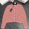 ピンクのジャキュードセーターレディースカーディガンデザイナーニットコート長袖セータートップ女性服