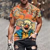 Camisetas masculinas Moda 3D Estampa Graffiti Top 2023 Verão Casual Tecido Respirável Estilo Retro Esportes