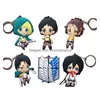 Keychains Lanyards 20Pcs Figure Attack On Titan Key Chain 3D Double Side Pvc Keyring Wings Of Liberty Keychain For Bags Kids Keys Ho Otwqd