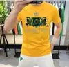 European station Men's T-Shirts 2023 new men's flocking round neck T-shirt trendy printing slim large size short-sleeved top men