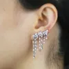 New Desiner Elegant Layers Long Water Drop Shape White Zircon Earrings Full Iced Out Bling Pave Cubic Zircon CZ Fashion Hip Hop Women Lady Wedding Gift Jewelry