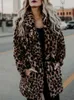 Damenfell-Kunstpelzjacken für Damen, neuer warmer Pelzmantel mit Leopardenmuster, langärmeliges Revers-Top, modische Damenbekleidung, besonders für Frauen für den Winter HKD230727