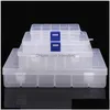 Caixas de armazenamento Caixas de plástico transparente Organizador de joias Caixa 10 15 24 36 Slots Containers Contas Anel Brincos Vitrine Drop Deli Otfhs