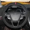 Housse de volant de voiture en daim synthétique noir bricolage cousue à la main pour Ford Mondeo Fusion 2013-2019 EDGE 2015-2019219e