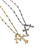 Collier double croix vintage incrusté de diamants Amis européens et américains Amoureux masculins et féminins La chaîne de clavicule peut être un cadeau