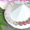 MG1912 8 MM Moonstone Rose Quartz Strawberry Quartz Armband Womens Natural Gemstone Pärled Chakra Wrist SMYCKEL