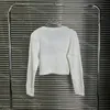 Womens Sexy Knit Tank Tops Luxury Designer Crochet Long Sleeved Top Shirts Cropped Jumper Pullover Knitting Clothes