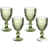 Wine Glasses Vintage Glass Goblets Embossed Stemmed Assorted Colored Drinking For Water Juice Beverage 064528 Drop Delivery Home Garde Dhbs2