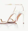 Summer Luxury Aquazzura Olie Sandals Shoes Patent Leather Strappy Embellished Black Gold High Heels Renecaovilla Bridal Wedding Dress Gladiator Sandalias