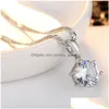 Anhänger Halsketten 8mm Zirkon Schmuck Dame Frauen 925 Sterling Silber Choker Halskette Sechs Krallen Mode Für Drop Lieferung Anhänger dhv1S