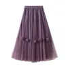 Skirts Trendy Tulle Skirt Women's Spring Summer 2023 High Waist Elegant Draping Gauze Large Swing Woman