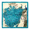 Eşarplar Moda 90cm Kare Eşarp Peacock Baskı Plaj Pack Müdür İmitasyon İpek Saten Tail Hicab Bayanlar Türban Bandanas