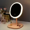 Wall Stickers Oval Makeup Mirror with LED Light Intelligent Desktop Smart Rechargeable Beauty Dormitory Mirrors 230731