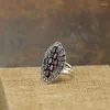 Cluster Ringe Antike Raute Lange Granat S925 Sterling Silber Thai Handwerk Frauen Grün Zirkon Zeigefinger Anhänger Weiblich