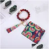 Keychains Lanyards 17 Colors Leopard Wrist Car Key Rings With Tassel Bangle Card Holder Sile Bead Bracelet Bag Wood Beaded Pu Leathe Otizr