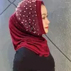 エスニック衣類ビーズショールズインスタントヒジャーブターバンキャップハットイスラム教徒のヘッドスカーフイスラムのヘッドラップウェディングウェディングヘッドウェアドバイファッション