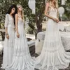 2019 Flowy Chiffon Lace Beach Boho Wedding Dresses Modest Inbal Raviv Vintage Crochet Lace V-Neck Summer Holiday Country Bridal DR193C
